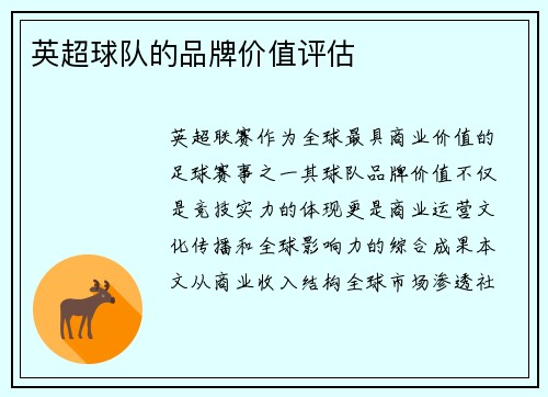 英超球队的品牌价值评估